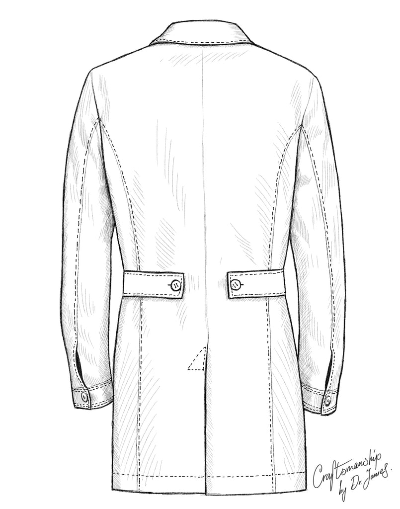 DR12 Men's Lab Coat Tailored Fit Lab Coat For Men Dr. James